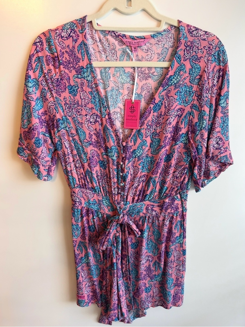 Simply Southern , Shorts, Romper, Medium, Seahorse,  NWT, Beach - Picture 4 of 6